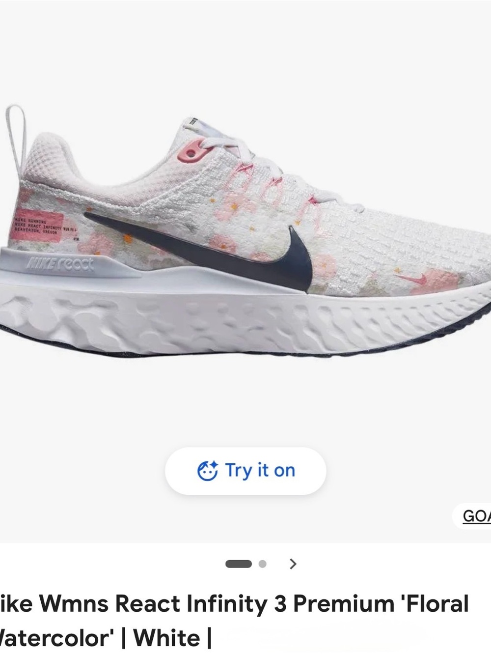 Nike React Infinity 3 Premium 'Floral
Watercolor' | White - women’s 9.5